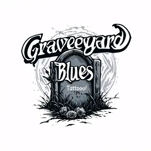 "Graveyard Blues " tombstone  tattoo design idea