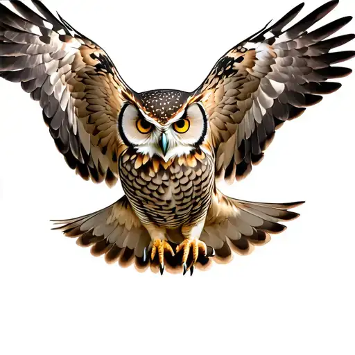 owl flying tattoo design idea