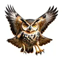 owl flying tattoo design idea