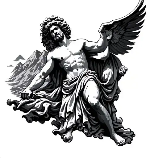 zeus and mount ida tattoo design idea