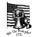lion, soldier, we the people 1776 flag, soldier liberty bell, moral compass  tattoo design idea