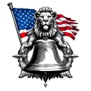 lion, soldier, we the people 1776 flag, soldier liberty bell, moral compass  tattoo design idea