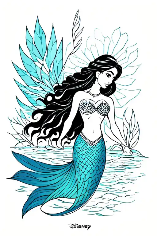 disney mermaid pocahontas tattoo design idea