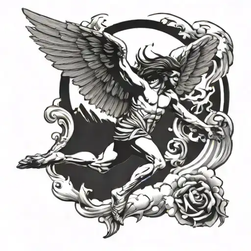 icarus falling tattoo design idea
