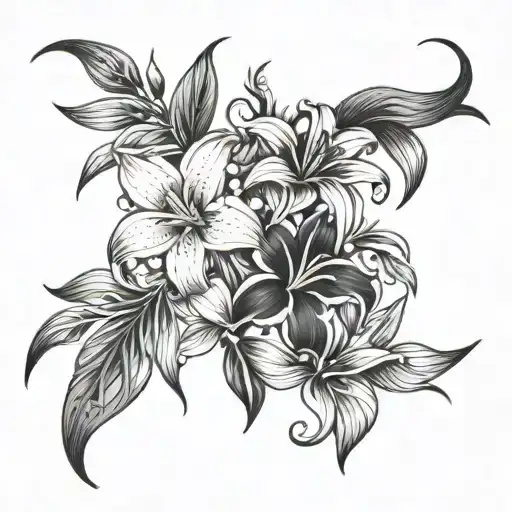 Tuberose lei vine intertwined with Kalani withing the middle tattoo design idea