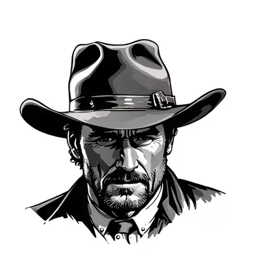 the good the bad and the ugly clint eastwood face with hat tattoo design idea