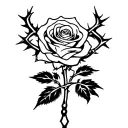 a rose with thorns wrapped in a cross necklace tattoo design idea
