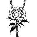a rose with thorns wrapped in a cross necklace tattoo design idea