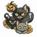 Halloween cats tattoo design idea
