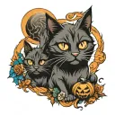 Halloween cats tattoo design idea