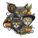 Halloween cats tattoo design idea