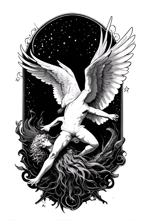 icarus falling tattoo design idea