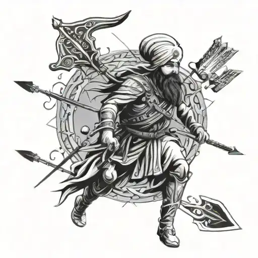 sikh warrior arrow tattoo design idea