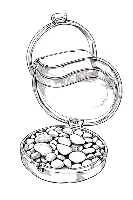 jewelry case with pebbles tattoo design idea