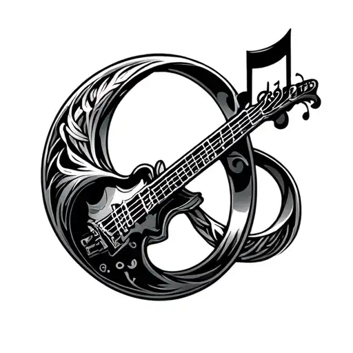 Elden Ring logo incorporated music theme tattoo design idea