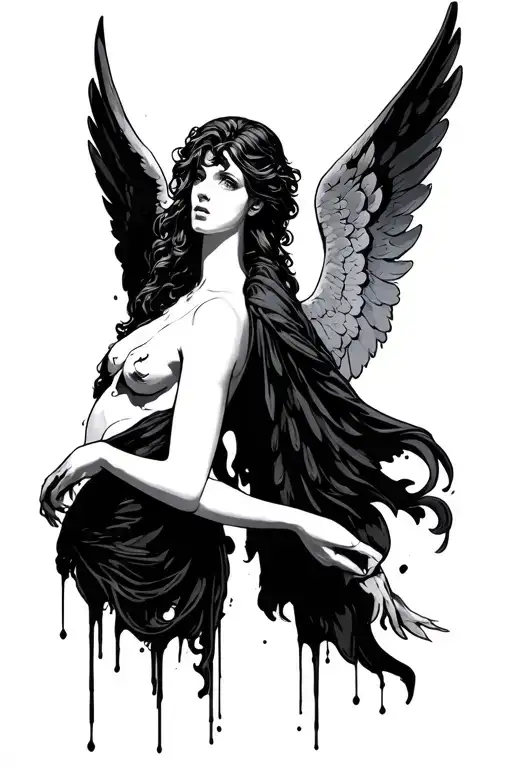 angel versus bad side tattoo design idea