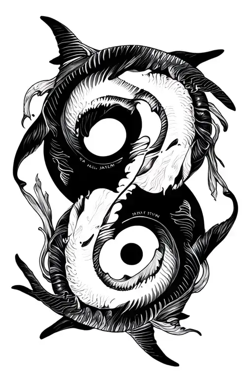 "Raylin Jaelyn Flynn Evelyn" 4 Sharks forming Yin and yang tattoo design idea