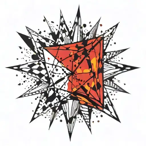 There are small stars of different sizes around the diamond. They can be made in a simple style, with five or six beams, tattoo design idea