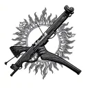 crossbow and sicily sun tattoo design idea