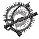 crossbow and sicily sun tattoo design idea