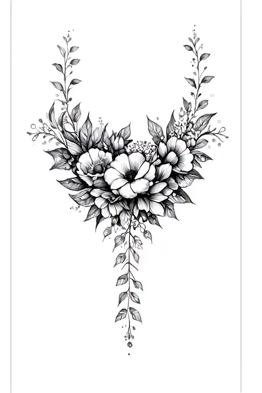 Coverup floral tattoo design idea