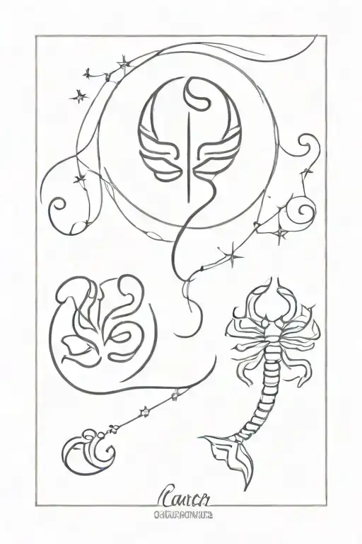 cancer scorpio gemini zodiac sign tattoo design idea