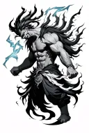 Raijin with lightning tattoo design idea