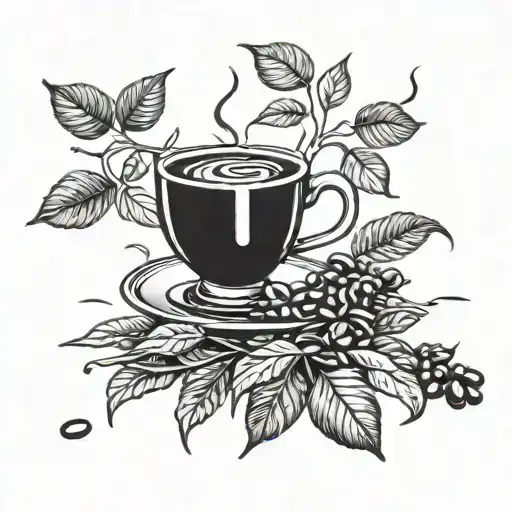  branch of coffee with beans  tattoo design idea