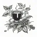  branch of coffee with beans  tattoo design idea