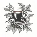  branch of coffee with beans  tattoo design idea