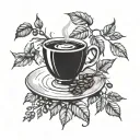  branch of coffee with beans  tattoo design idea