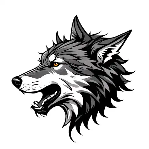wolf head celtic pure knotwork sideview open mouth wide open tattoo design idea
