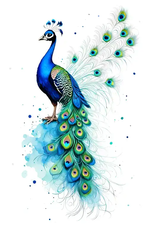 a peacock draped in its feathers tattoo design idea