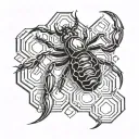honeycomb geometric with a scorpion in the middle for on the hand  tattoo design idea