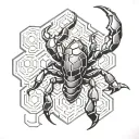 honeycomb geometric with a scorpion in the middle for on the hand  tattoo design idea