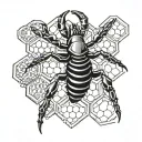 honeycomb geometric with a scorpion in the middle for on the hand  tattoo design idea