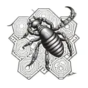 honeycomb geometric with a scorpion in the middle for on the hand  tattoo design idea