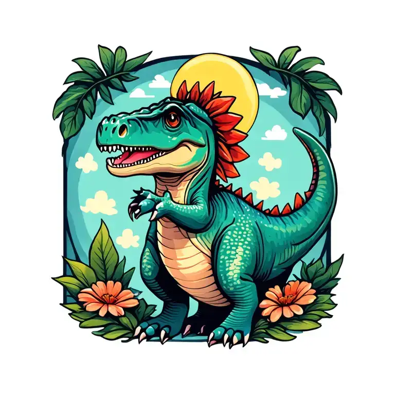 Cute Dinosaur tattoo design idea