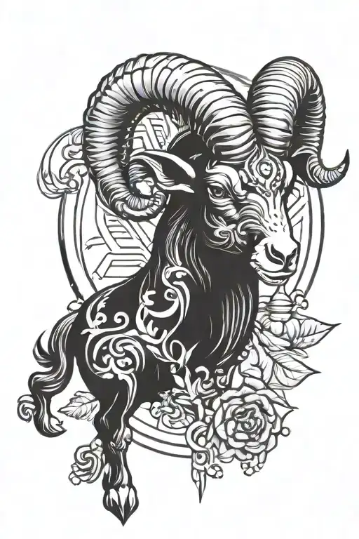 Capricorn and Aries ram tattoo design idea