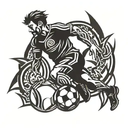 football player kicking tattoo design idea