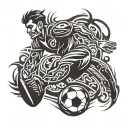 football player kicking tattoo design idea
