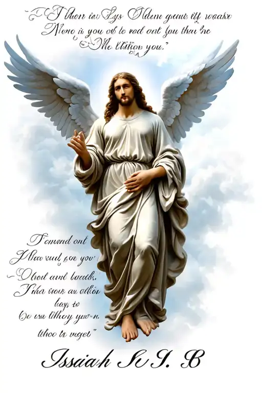 Isaiah 6:8 written with angels tattoo design idea