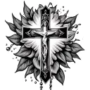 Need a Tatoostarting from Back of the palm toShoulder. Rosary Starting from Y shape Cross, Then first three Hail mary m tattoo design idea