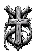wooden cross tattoo design idea