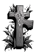 wooden cross tattoo design idea