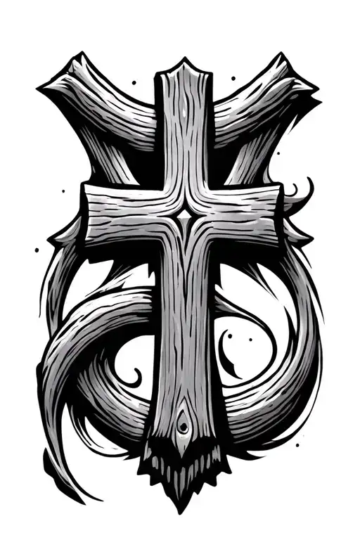 wooden cross tattoo design idea
