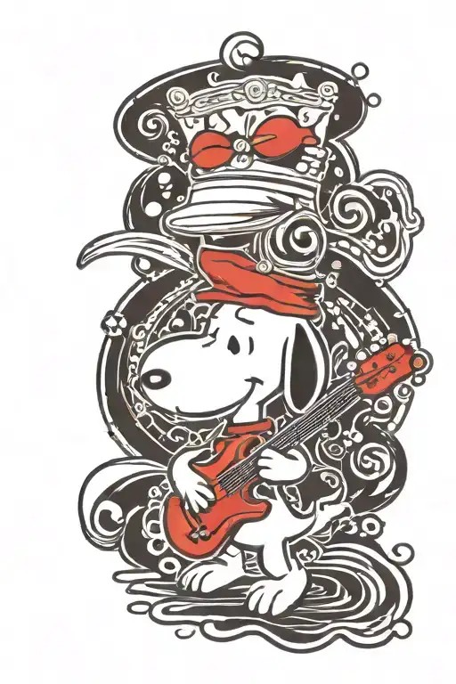 snoopy music tattoo design idea