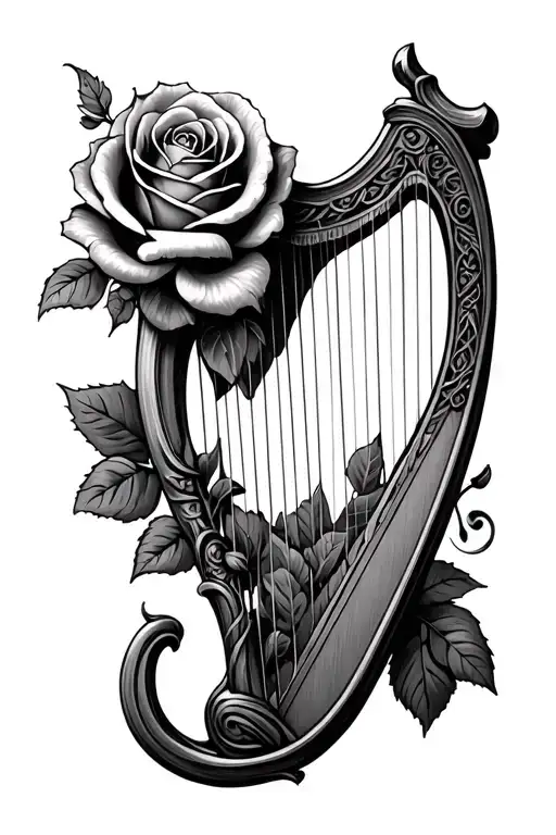 Yorkshire rose and Irish harp tattoo design idea