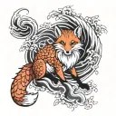 nine tailed red fox tattoo design idea