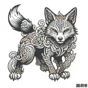 nine tailed red fox tattoo design idea